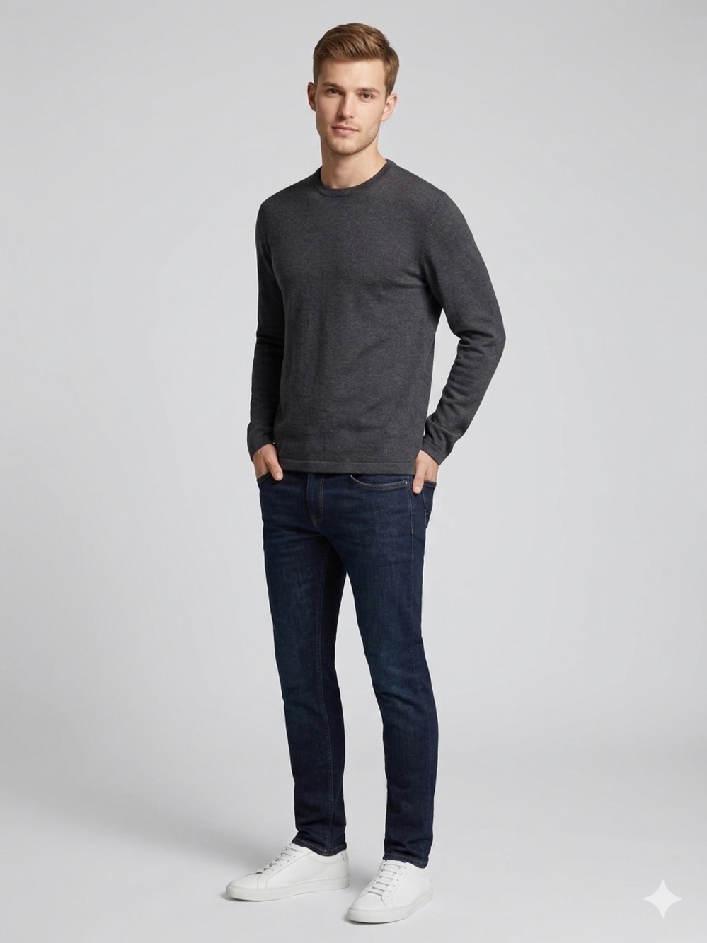BOSS Hugo Boss Sweater XXL Charcoal Grey Crew Neck Long Sleeve Men’s Pullover